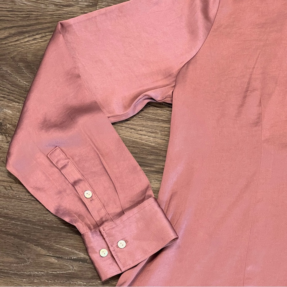 Madewell Mauve Satin Button-Up Blouse - Picture 3 of 9